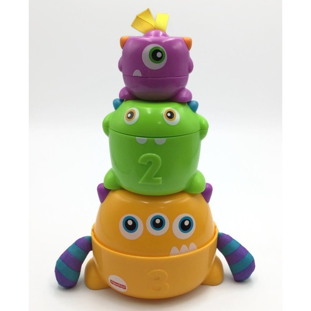 Fisher Price Stack & Nest Monsters Grasping Stacking Baby Toy Sensory Rattle